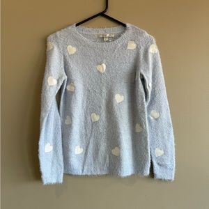 LC Lauren Conrad Cozy Crew Neck Sweater Heart Print